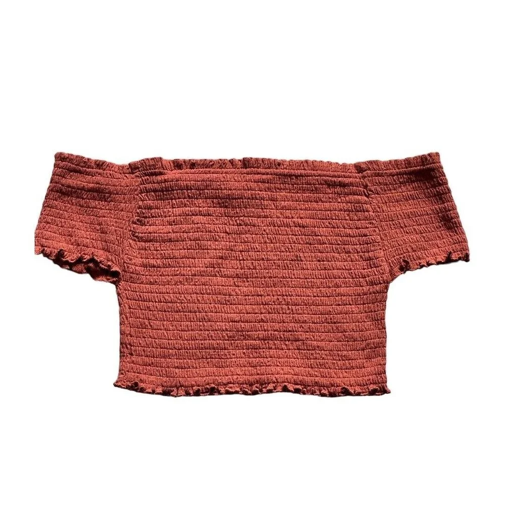Love Tree Off The Shoulder stretch Burnt Orange Crop top size Large